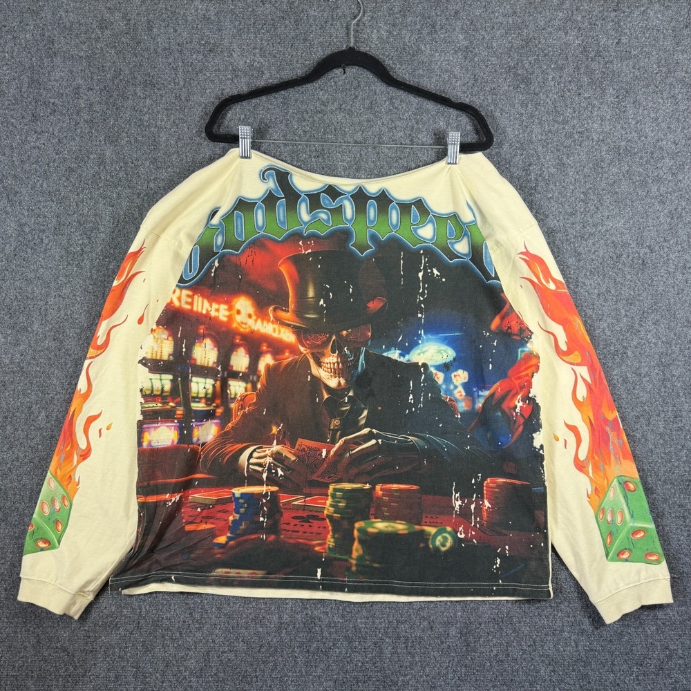 Godspeed Life's A Gamble L/S Long Sleeve Shirt Cropped Neck Bone Mens Size 2XL